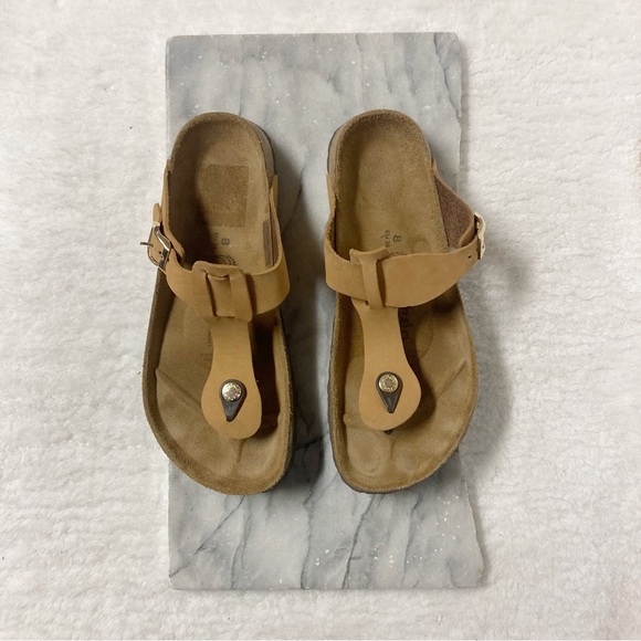 Betula by Birkenstock Gizeh Thong Sandals Size 8 Tan Leather - Picture 1 of 11